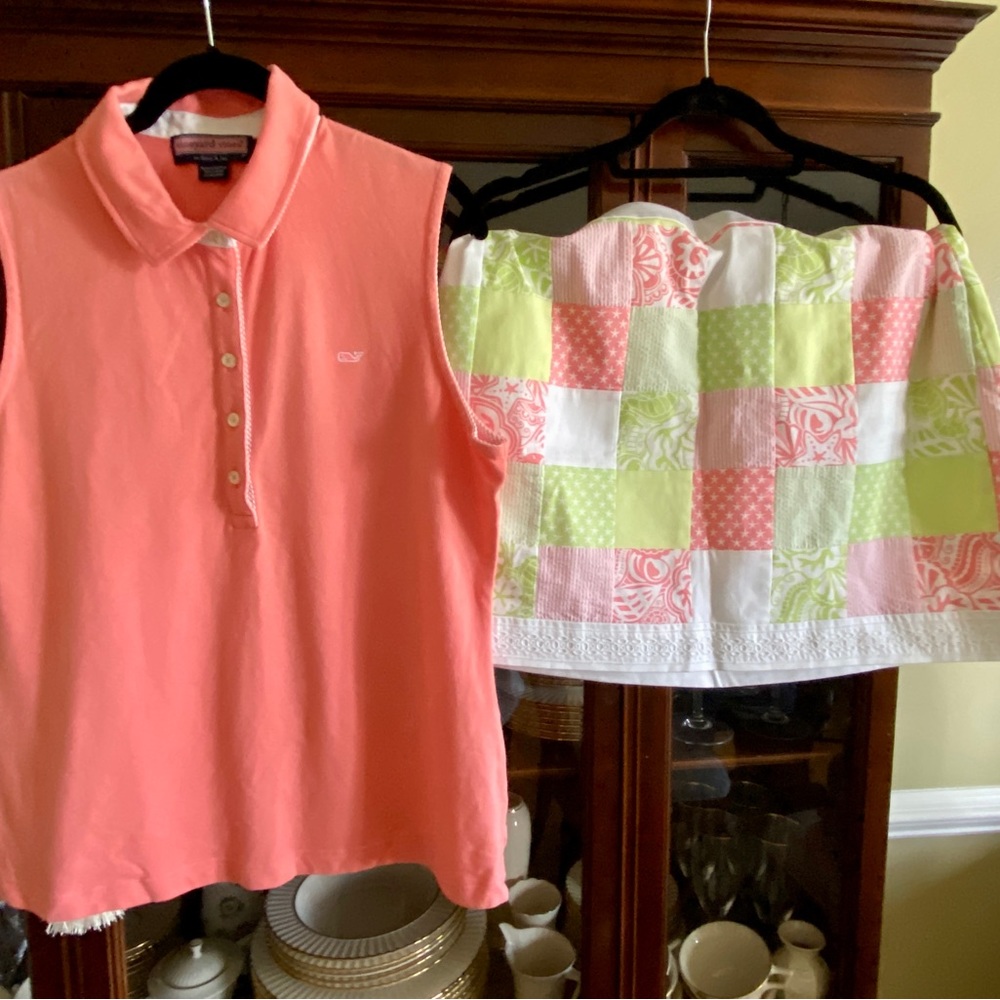Vineyard Vines NWOT XL Sleeveless Pique Top & NWT Matching 16 Skirt in Patchwork